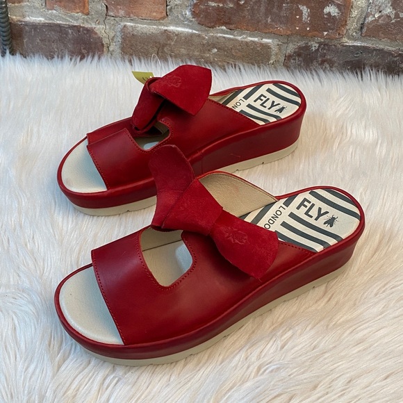 NWT FLY London Red Leather Sandals, Size 10.5/11 - Picture 17 of 17